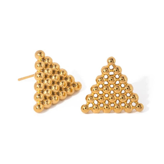 Uworld Statement Ball Beads Splicing Stud Earrings Gold Stainless Steel Waterproof Fashion Jewelry 18 K Plated Metal Women